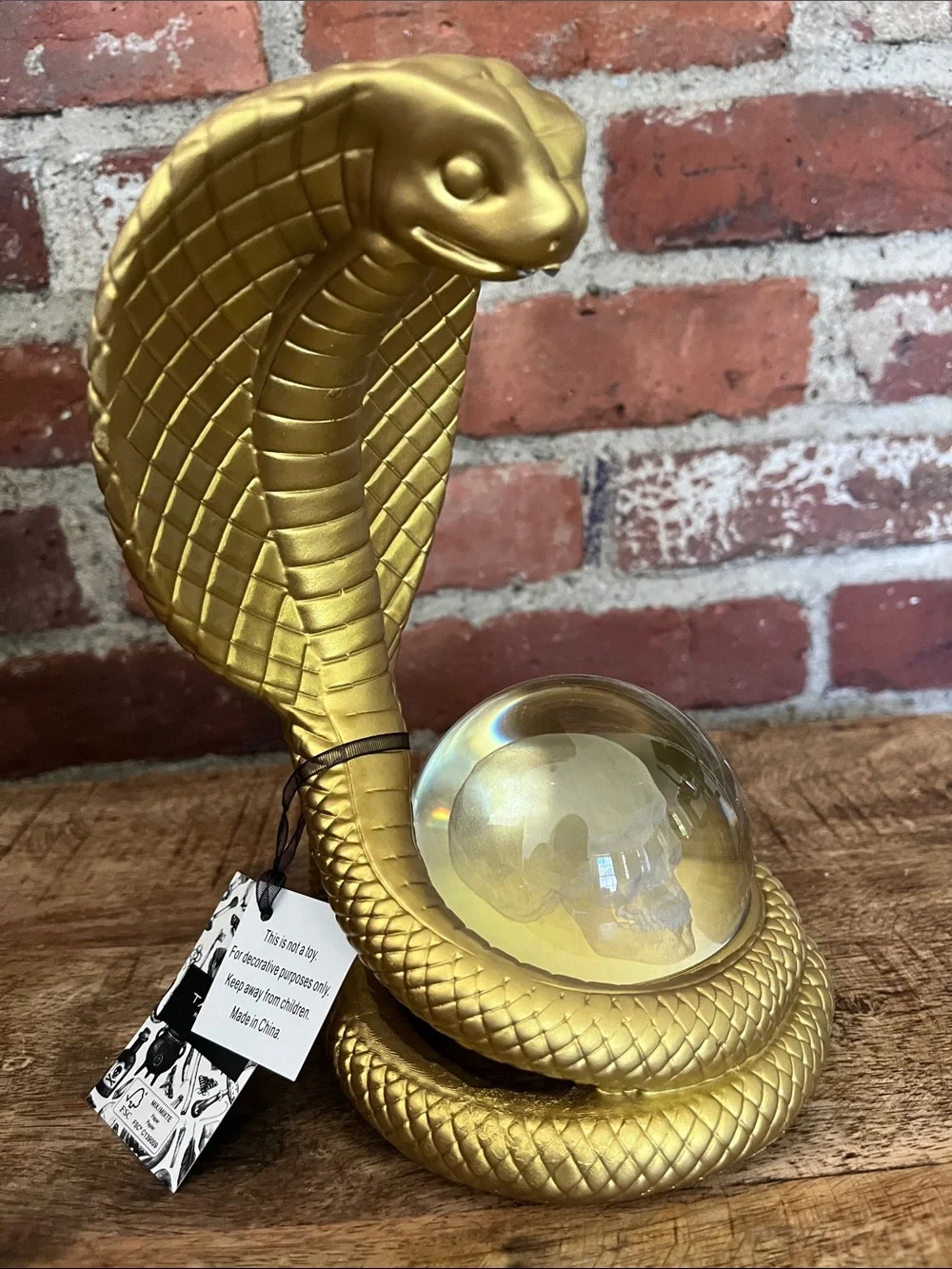 Tahari Gold Cobra with Iridescent Crystal Ball 8 inches tall - Picture 5 of 9